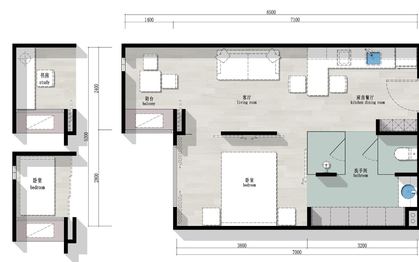 Interior view of Sea View 2 Bedroom Apartment for Sale at La Belle de Rawai Residence