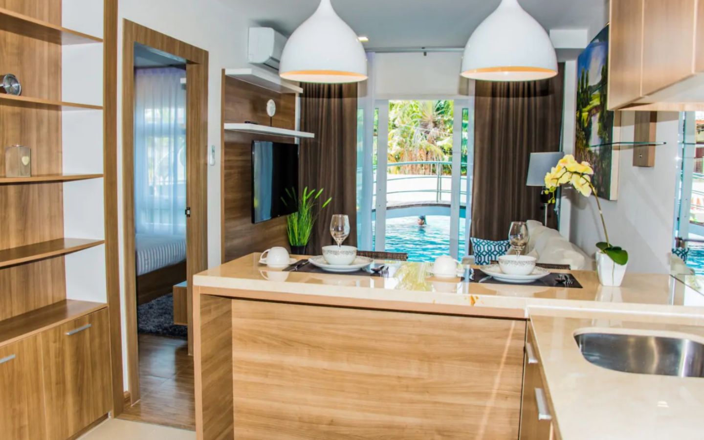 Interior view of 1 Bedroom Pool Access Resale Condo at Calypso, Naiharn Beach