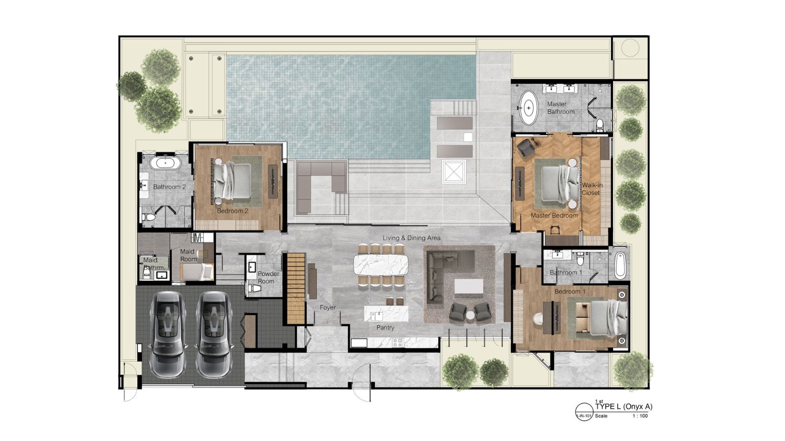 Interior view of 4 Bedroom Onyx Type A Luxurious Poetry Villas Walking Distance to Bangtao Beach