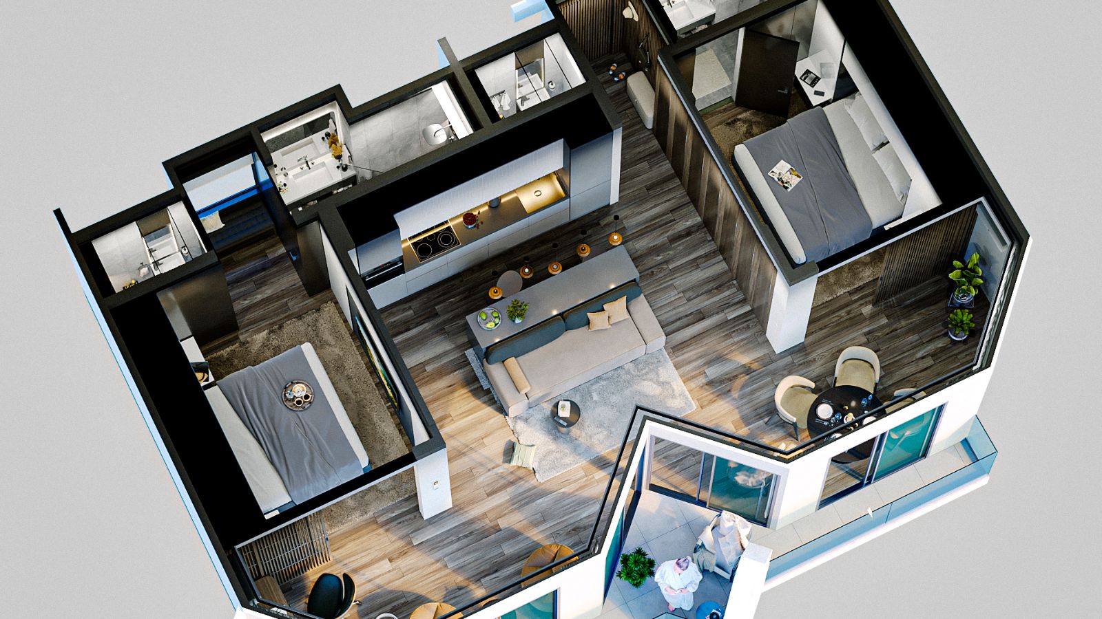 Interior view of Sea View 2 Bed Apartment at Phenomenon Condo, Kata Beach - 7% Guaranteed Rental Returns for 5 Years