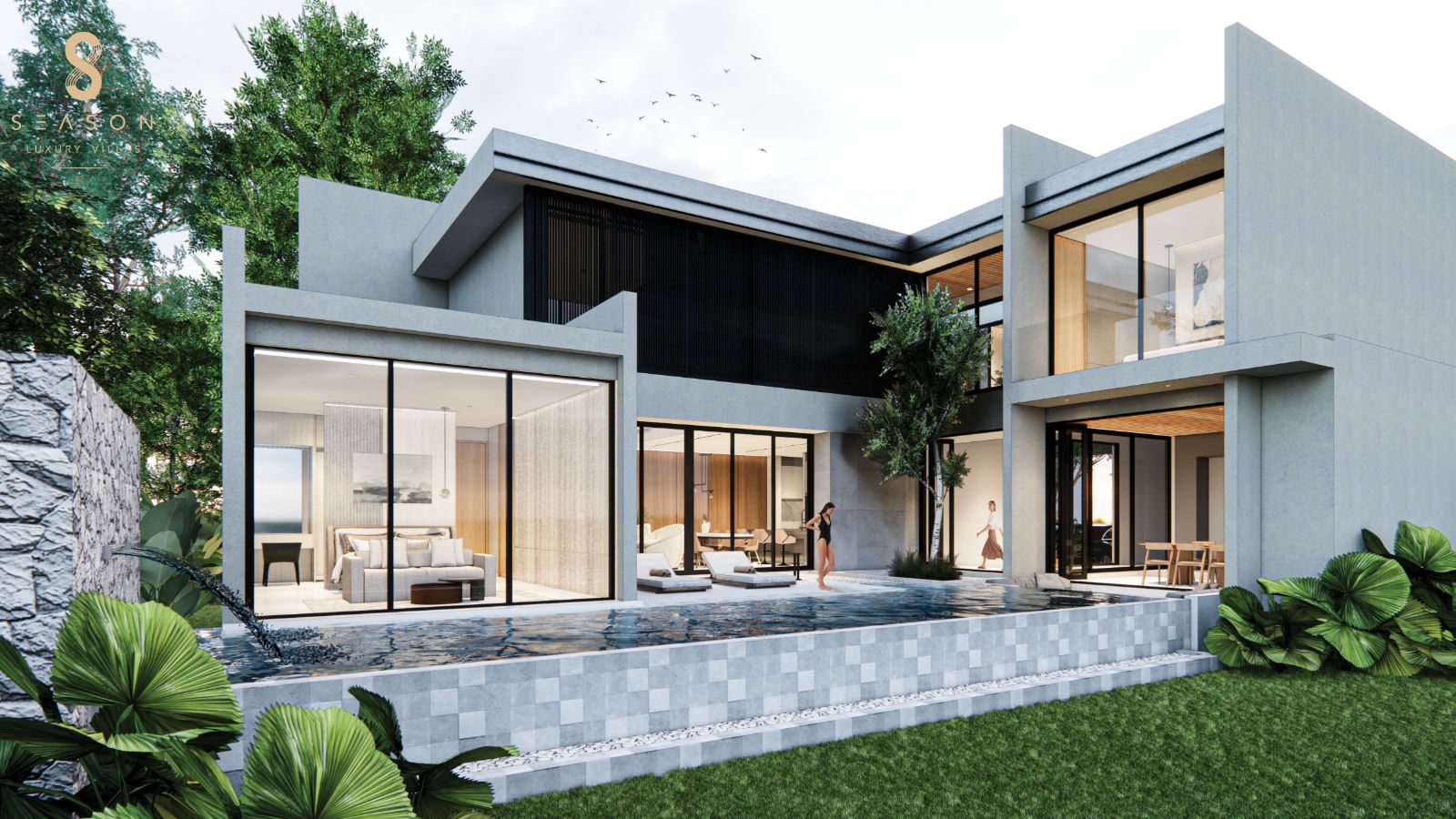 Interior view of 4 Bedroom Private Pool Villa for Sale at 8 Season, Layan