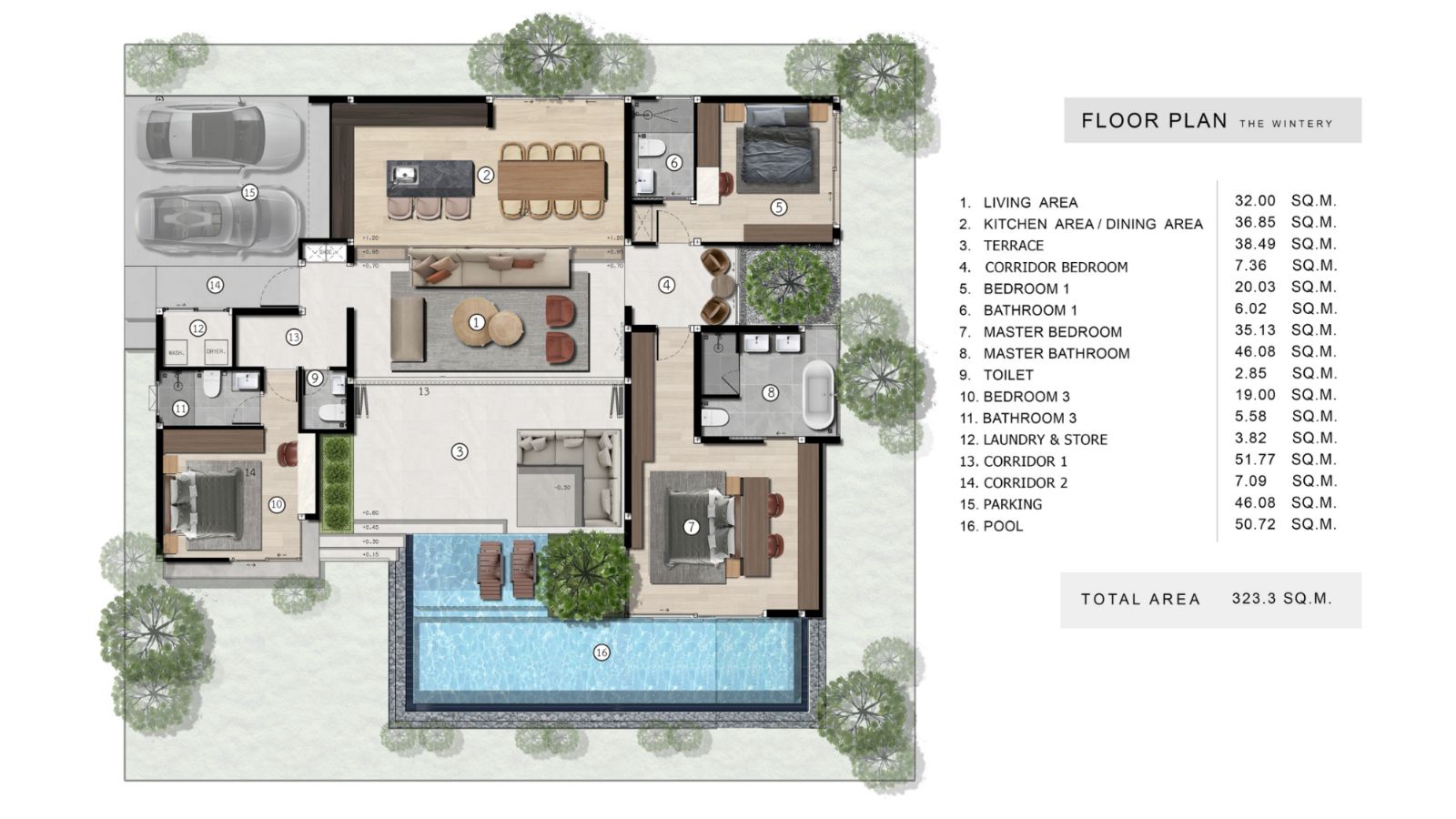 Interior view of 3 Bedroom Luxurious Stand Alone Autumn Villa by 8 Season Villas