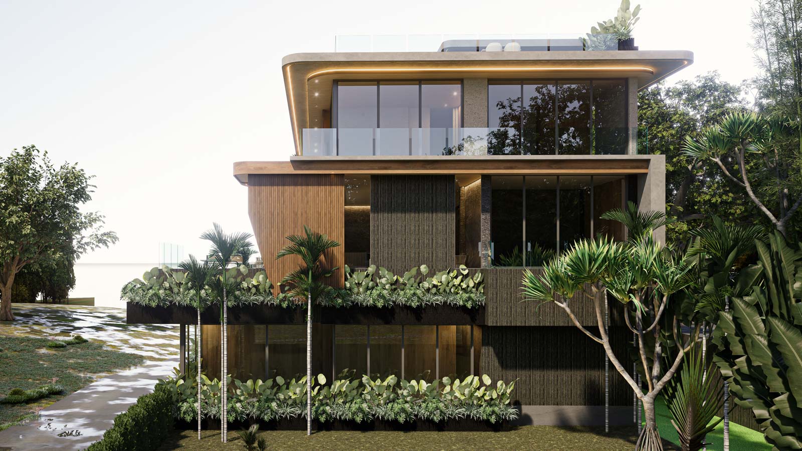 Exterior view of 4-Bedroom Panoramic Sea View Villa on Koh Siray Island, Phuket - Primex Type A