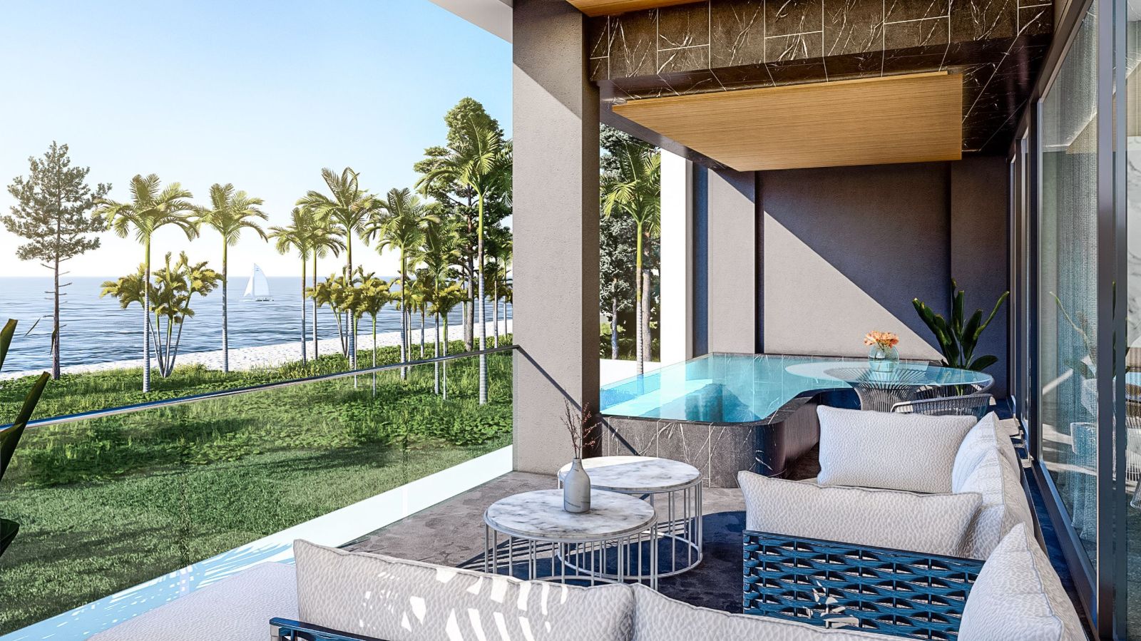 Interior view of 2 Bedroom Absolute Beachfront Sea View Apartment for Sale at Maviston Mai Khao - 13% ROI!