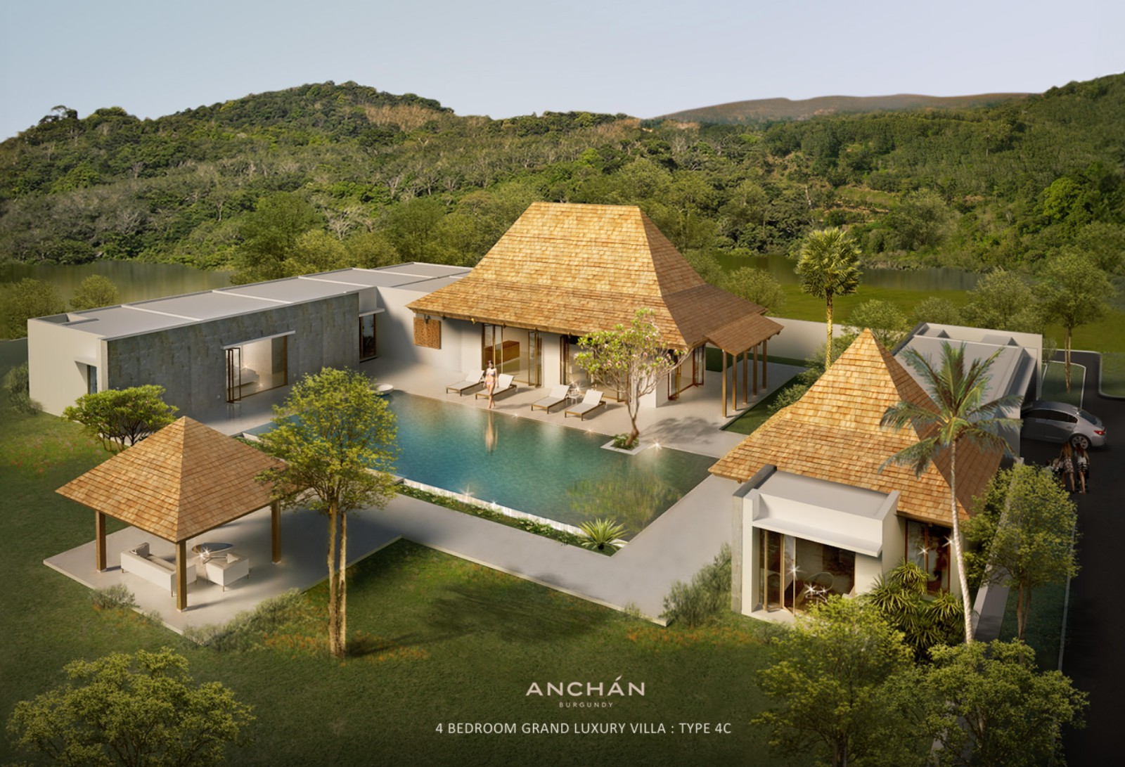 Interior view of 4 Bedroom Private Pool Villa with Large Land Plot for Sale at Anchan Burgundy
