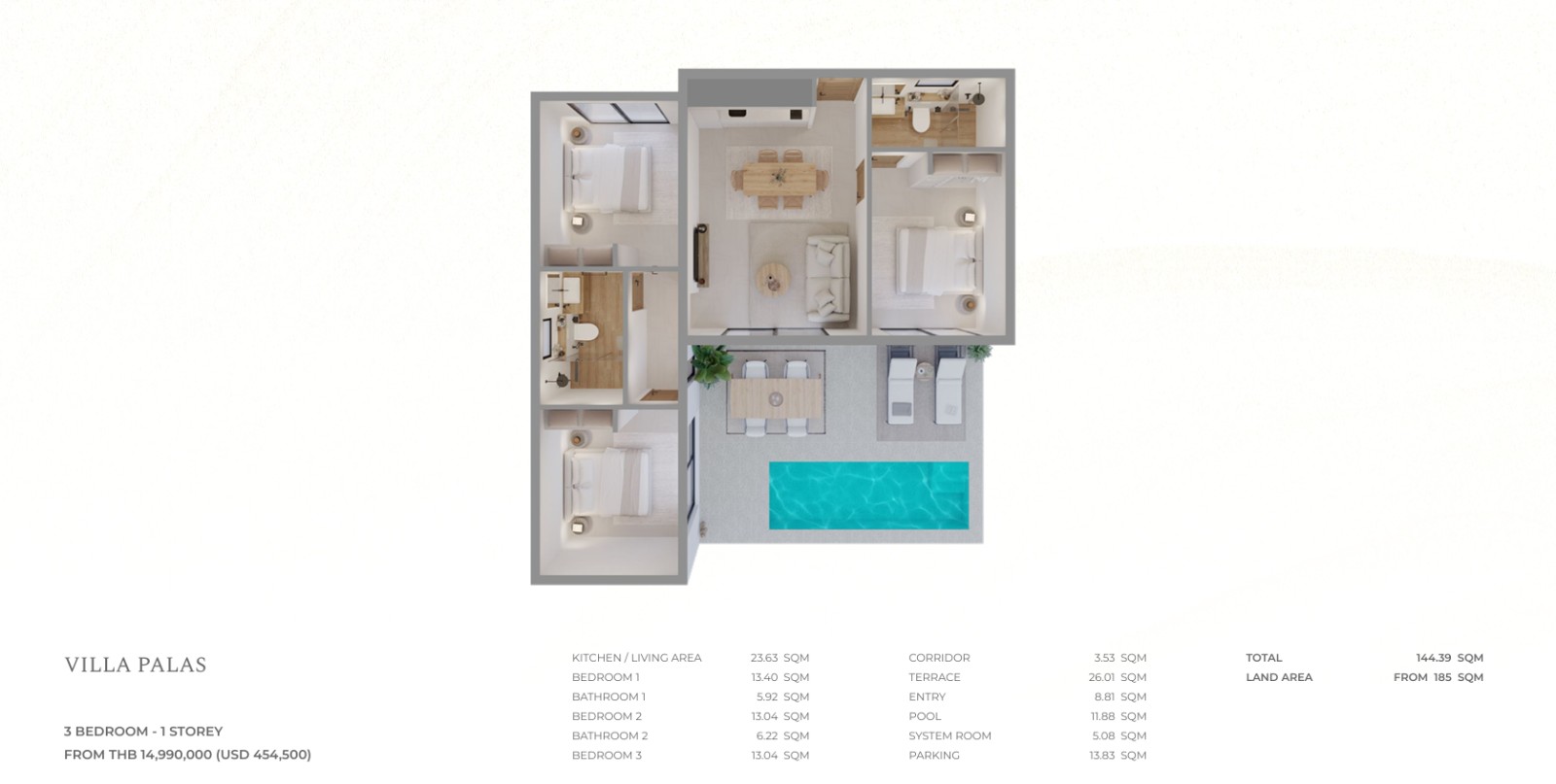 Interior view of 2 Bedroom Private Pool Villa in Skhai Sunrise Lake, Manik - Villa Palas