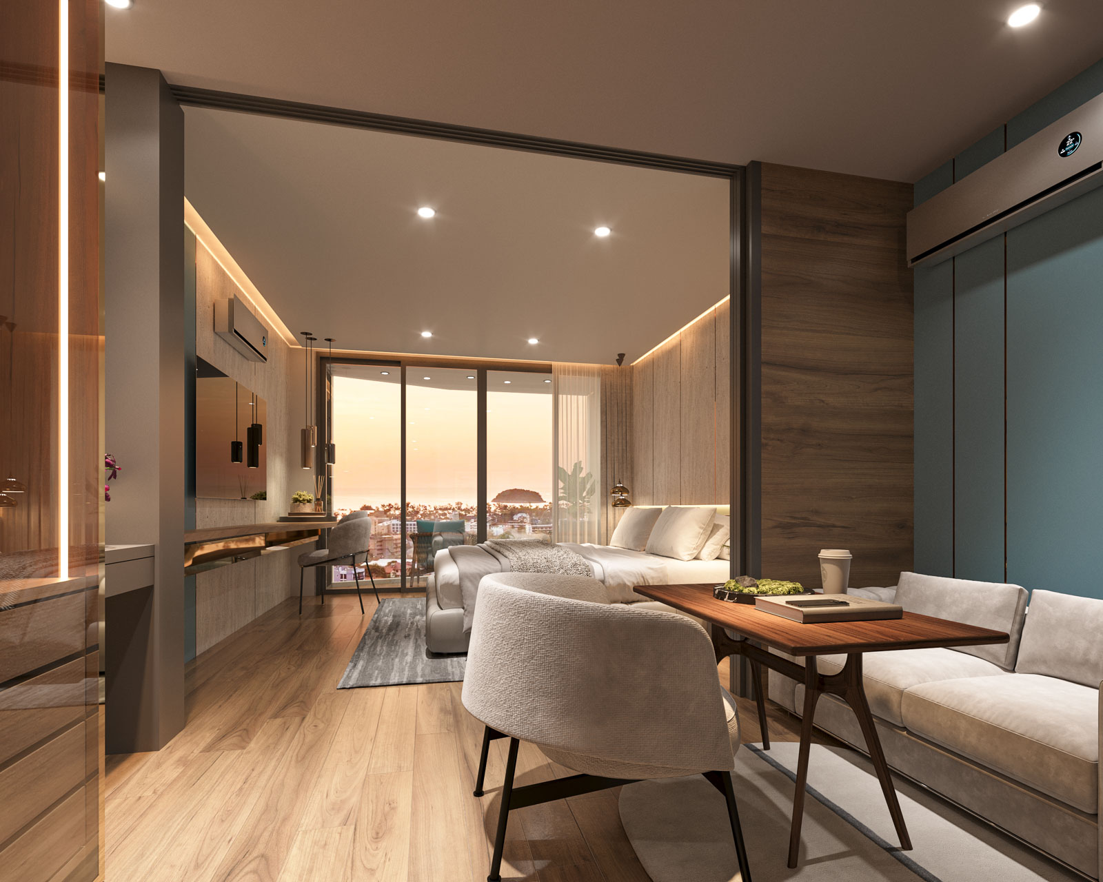 Interior view of Ashiyana Heights 1-Bedroom Mountain View Kata Beach Condo