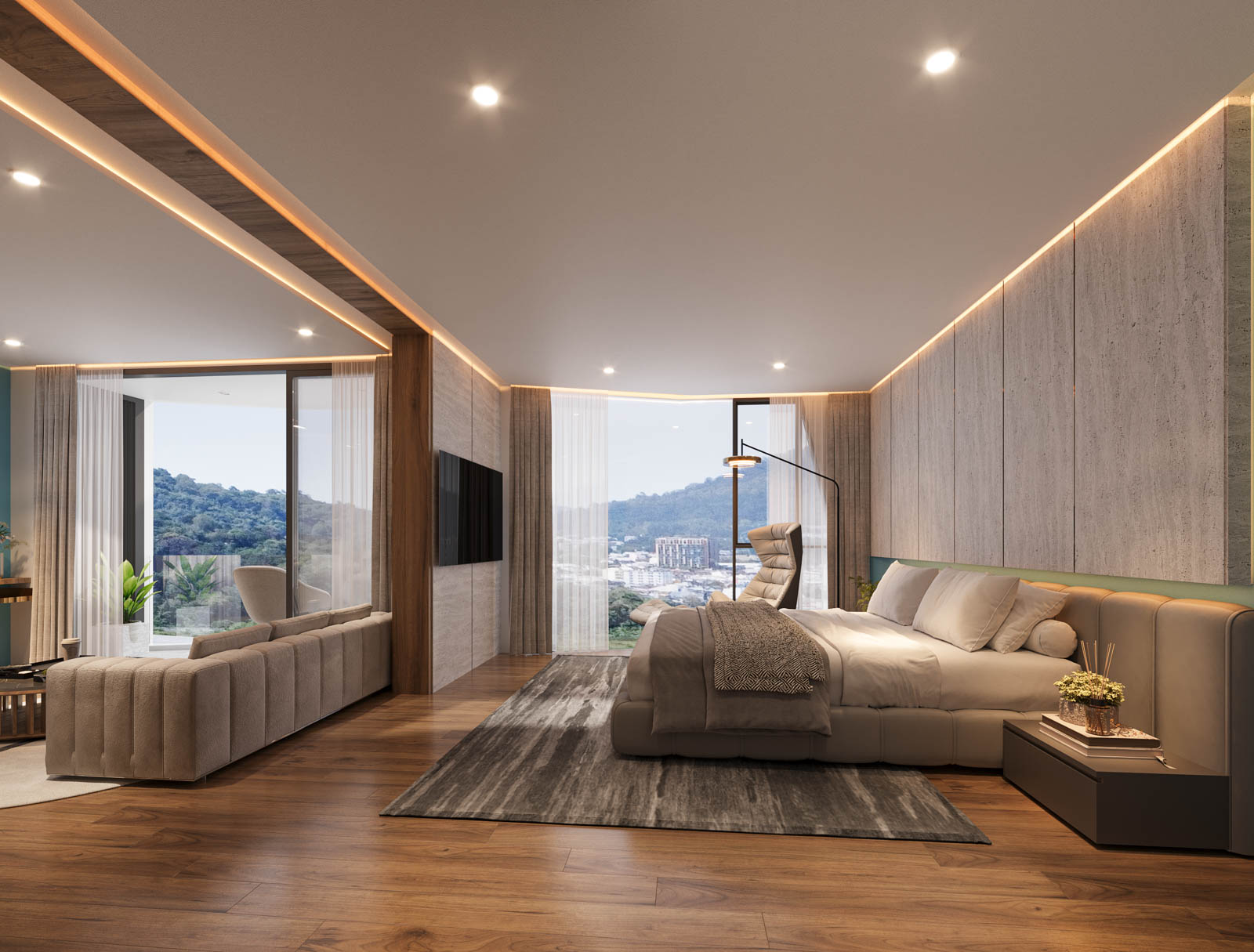 Interior view of Ashiyana Heights 2-Bedroom Mountain View Kata Beach Condo