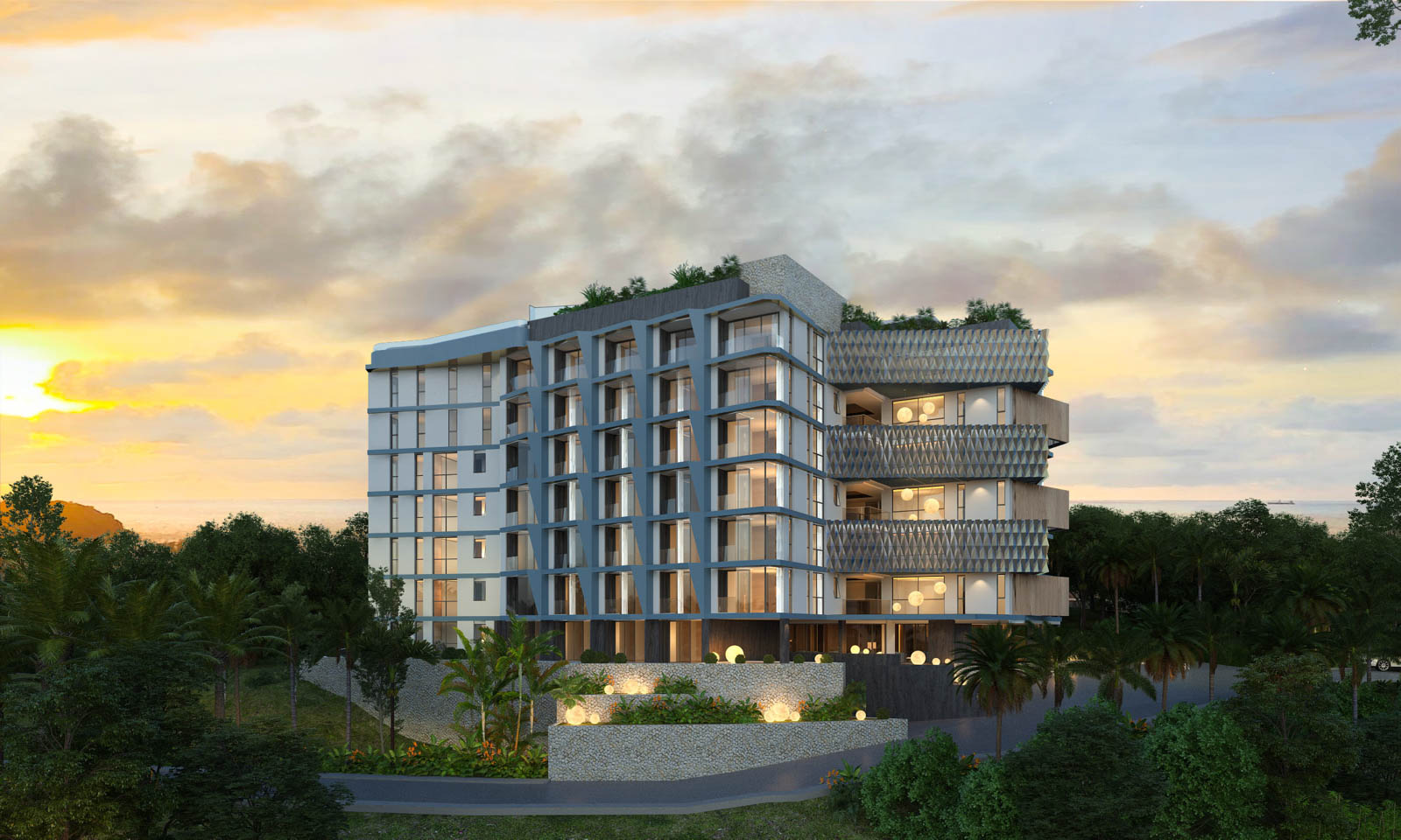 Exterior view of Ashiyana Heights 1-Bedroom Mountain View Kata Beach Condo