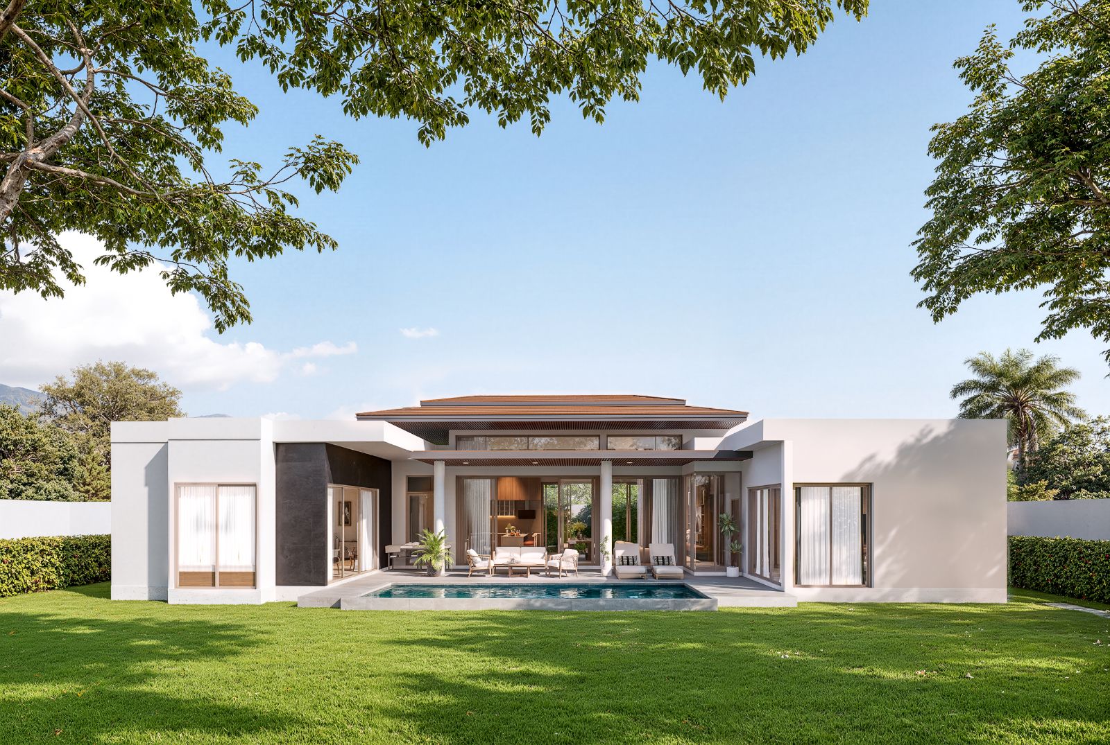 Interior view of 3 Bedroom Larger Affordable Modern Pool Villa for Sale at Evergreen Villas