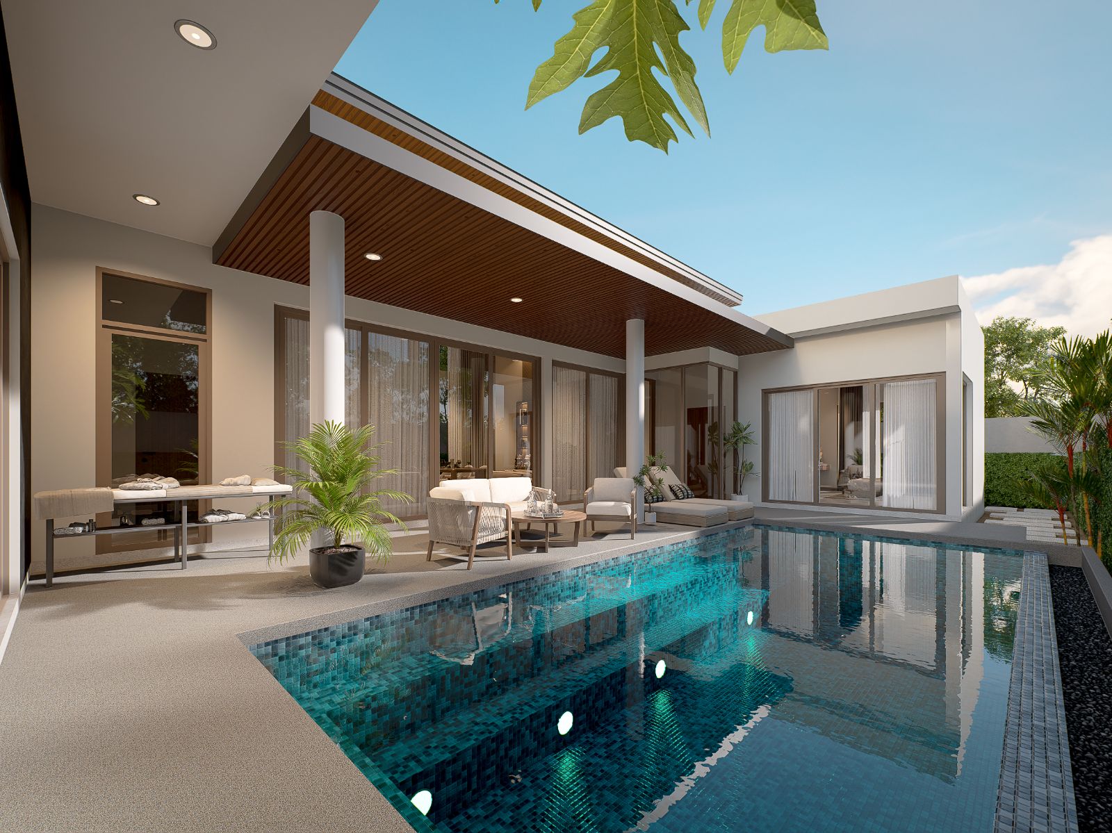 Interior view of 3 Bedroom Larger Affordable Modern Pool Villa for Sale at Evergreen Villas