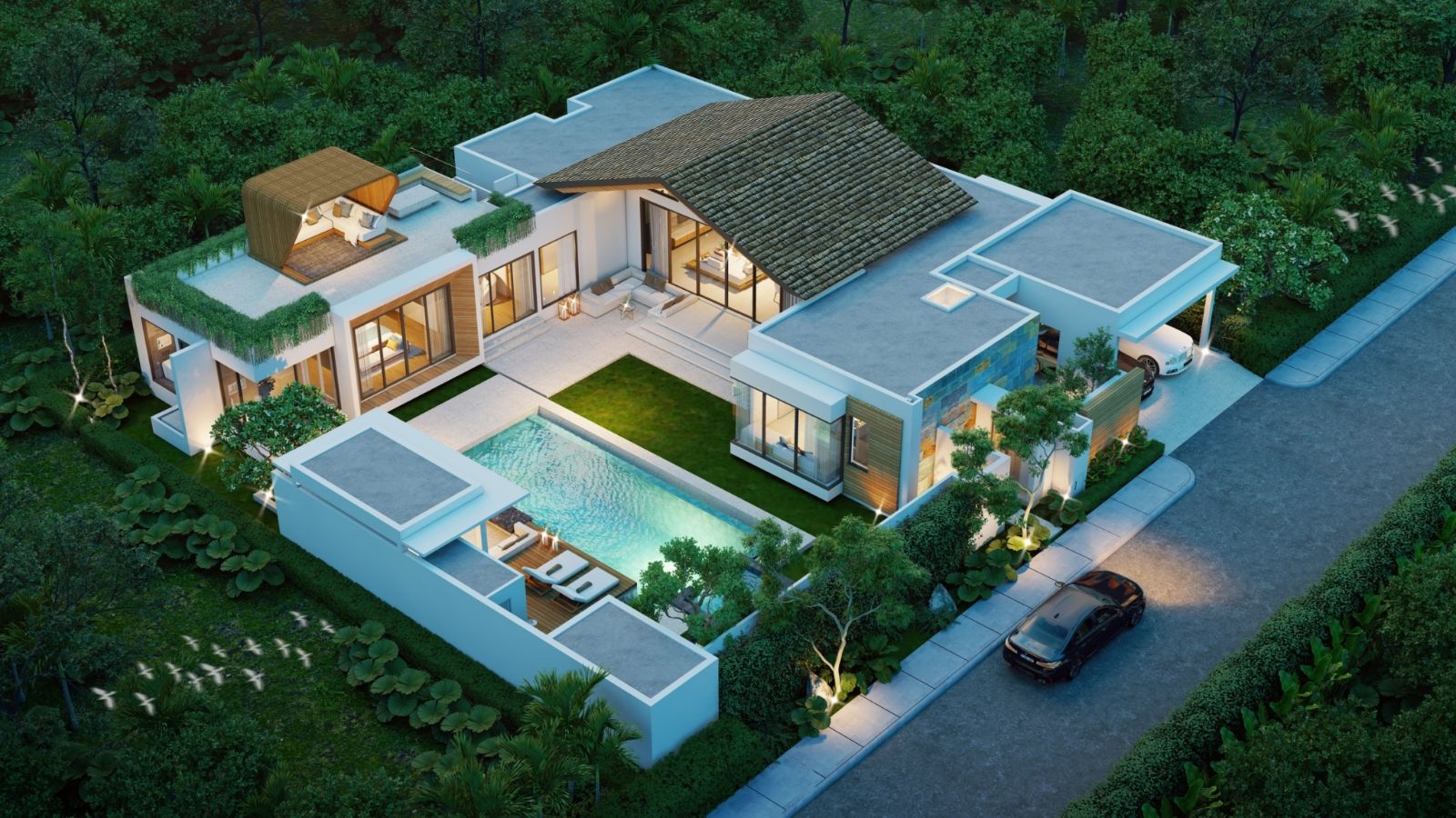 Interior view of 3 Bedroom Modern Pool Villas for Sale at Wilawan Luna Vista