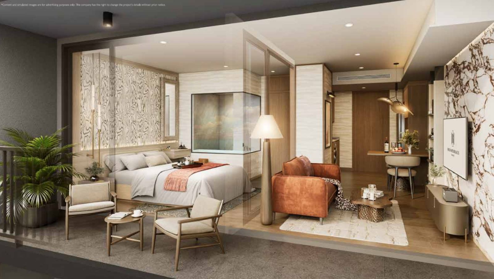 Interior view of Two Bedroom Condo for Sale at Origin Residences, Walking Distance to the Beach
